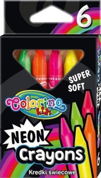 Colorino Trikotni neonski voščeni svinčniki ekstra mehki 6 barv