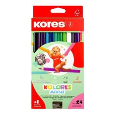 Kores Jumbo trikotne barvice 5 mm z ostiliščem 24 barv