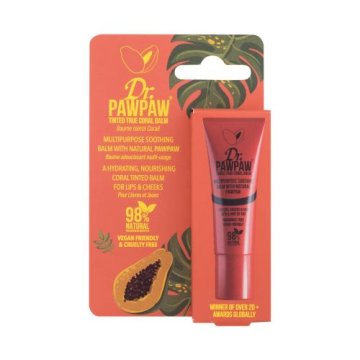 Dr. Pawpaw Balm Tinted True Coral večnamenski obarvani balzam za ustnice in lica 10 ml