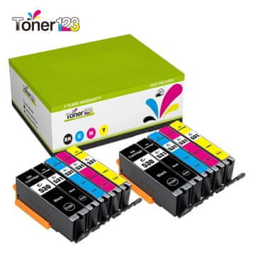 Toner123 Komplet Canon 2x PGI-530PGBK + 8x CLI-531 (BK,C,M,Y) / Canon Pixma TS8750, TS8751 kompatibilne kartuše (10) - 2x pigmentna črna, 2x črna, 2x cyan, 2x magenta, 2x rumena