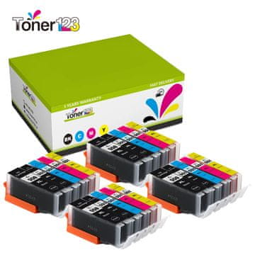 Toner123 Komplet Canon 4× PGI-550PGBK + 16× CLI-551 (BK,C,M,Y) / PGI550 + CLI551 / Pixma IP7250, MG5450, MG5550, MG6350, MG6450, MG7150, MX725, MX925 kompatibilne kartuše (20) - 4× PGBK XL, 4×BK-C-M-Y XL