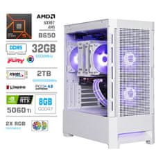 MEGA Računalnik MT S8 R5-9600X/RTX5060Ti/32GB-DDR5/2TB-4.0/750W/Brez OS/bela RGB