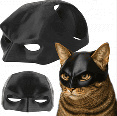 Korbi Maček v maski Batman – Bat-Cat, zabaven kostum za noč čarovnic, TikTok viralni hit