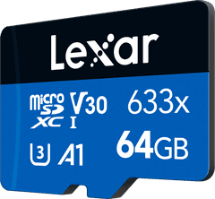 Lexar MicroSDXC 633x UHS-I/A1/U3/10 R95 (V30) 64GB spominska kartica (LMS0633064G)