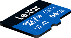 Lexar MicroSDXC 633x UHS-I/A1/U3/10 R95 (V30) 64GB spominska kartica (LMS0633064G)