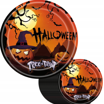 Korbi Papirnati krožniki Halloween – okrasni dekorativni set 24 kosov