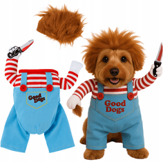 Korbi KOSTUM ZA PSA CHUCKY – STRAŠNA IN ZABAVNA MASKA ZA NOČ ČAROVNIC (velikost M)