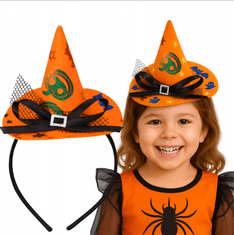 Korbi Trak s klobukom čarovnice in pentljo s bučo – okras za glavo za Halloween in zabavo