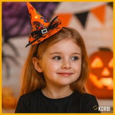 Korbi Trak s klobukom čarovnice in pentljo s bučo – okras za glavo za Halloween in zabavo