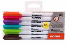 Kores K-MARKER Marker za bele table, tanke konice, komplet 6 kosov
