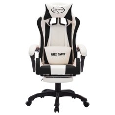 Vidaxl Racing stol z RGB LED lučkami črno in belo umetno usnje
