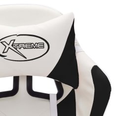 Vidaxl Racing stol z RGB LED lučkami črno in belo umetno usnje