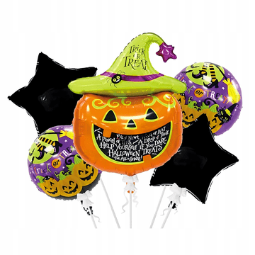 Korbi Komplet balonov Halloween za zabavo – dekoracija buča, 5 kosov folijskih balonov