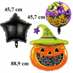 Korbi Komplet balonov Halloween za zabavo – dekoracija buča, 5 kosov folijskih balonov