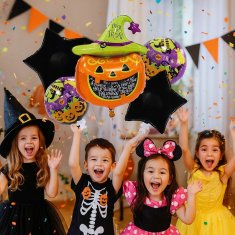 Korbi Komplet balonov Halloween za zabavo – dekoracija buča, 5 kosov folijskih balonov