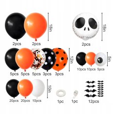 Korbi Komplet balonov – balonski venček Halloween, dekoracija za zabave (116 delov)