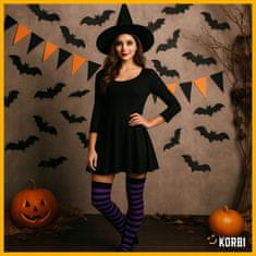 Korbi Čudovite vijolično-črne črtaste nogavice – popoln dodatek za kostum čarovnice ali čarovnika za Halloween