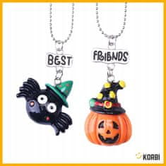 Korbi Čudovit komplet BFF ogrlic – prijateljstvo in Halloween, z motivom buče in netopirja