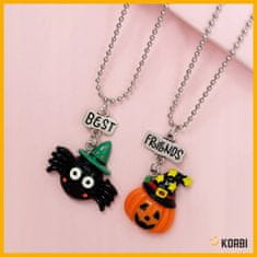 Korbi Čudovit komplet BFF ogrlic – prijateljstvo in Halloween, z motivom buče in netopirja