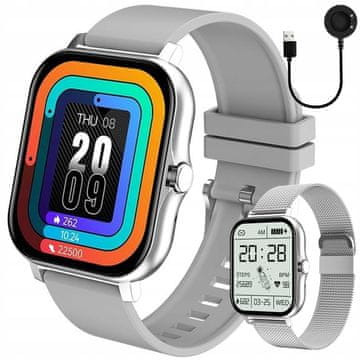 Verkgroup Aku. unisex športna pametna ura touch 2 pasova Bluetooth FitPro srebrna