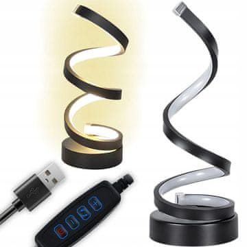 Verkgroup LED spiralna namizna svetilka 3 barve svetlobe USB črna