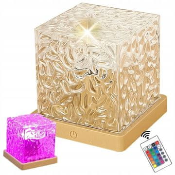Verkgroup Akrilna aku. LED RGB kristalna svetilka kocka USB + daljinec