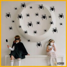 Korbi Strašljive črne pajkove nalepke – dekoracija za vrata, okna in ogledala, Halloween komplet 30 kosov