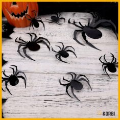 Korbi Strašljive črne pajkove nalepke – dekoracija za vrata, okna in ogledala, Halloween komplet 30 kosov