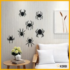Korbi Strašljive črne pajkove nalepke – dekoracija za vrata, okna in ogledala, Halloween komplet 30 kosov