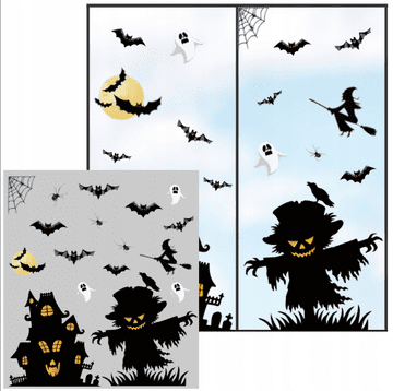 Korbi Strašavno mestno okrasje – nalepke za okna, Halloween dekoracija, komplet