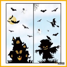 Korbi Strašavno mestno okrasje – nalepke za okna, Halloween dekoracija, komplet