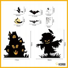 Korbi Strašavno mestno okrasje – nalepke za okna, Halloween dekoracija, komplet