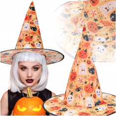 Korbi Čarovniški klobuk – kostum, Halloween, pustni dodatek, oranžen