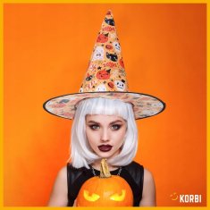 Korbi Čarovniški klobuk – kostum, Halloween, pustni dodatek, oranžen