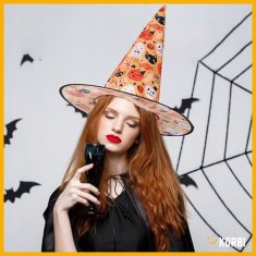 Korbi Čarovniški klobuk – kostum, Halloween, pustni dodatek, oranžen