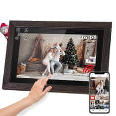 Krüger&Matz Touch digitalni foto okvir FRAMEO Wi-Fi zvočnik 10,1” les + APP