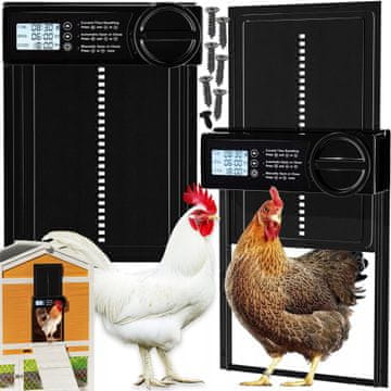 Dexxer Elektronska avtomatska LCD vrata za kokošnjak s časovnikom 33x26cm črna