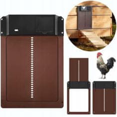 Dexxer Elektronska avtomatska vrata za kokošnjak s senzorjem mraka 35x24cm rjava