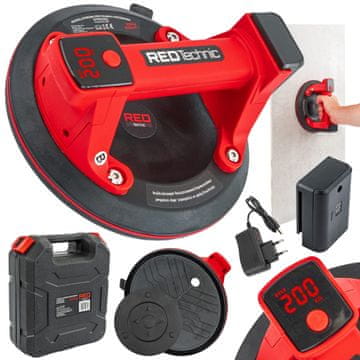 RED TECHNIC Set aku. vakuumska ročka s priseskom 200mm do 200kg LCD 1,5Ah kovček