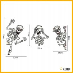 Korbi Dekorativne nalepke za okna – okostnjaki, komplet za Halloween