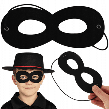 Korbi Maska za oči z elastiko – Zorro, vampir, pustni kostum, noč čarovnic, črna