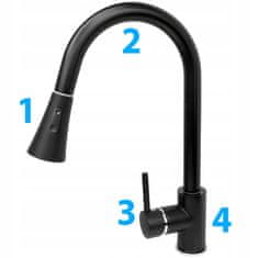 Dexxer Enoročna alu. izvlečna kuhinjska armatura vrtljiva mat črna