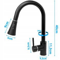 Dexxer Enoročna alu. izvlečna kuhinjska armatura vrtljiva mat črna