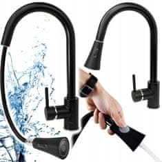 Dexxer Enoročna alu. izvlečna kuhinjska armatura vrtljiva mat črna