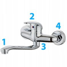 Dexxer Kromirana enoročna vrtljiva stenska armatura za umivalnik 360°