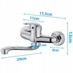 Dexxer Kromirana enoročna vrtljiva stenska armatura za umivalnik 360°