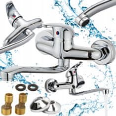 Dexxer Kromirana enoročna vrtljiva stenska armatura za umivalnik 360°