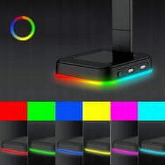 Dexxer LED RGB stojalo za igralne slušalke 2x USB 2.0
