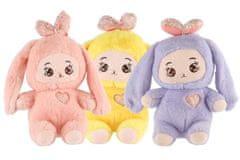 Teddies Zajec/zajec za hišne ljubljenčke z lokom, plišast 23 cm