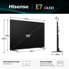 Hisense 98E7Q QLED televizor, 248 cm, Smart TV